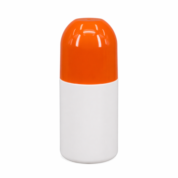 Envase roll-on 75 ml con bola aplicadora y diseño redondeado con tapón brillo o mate