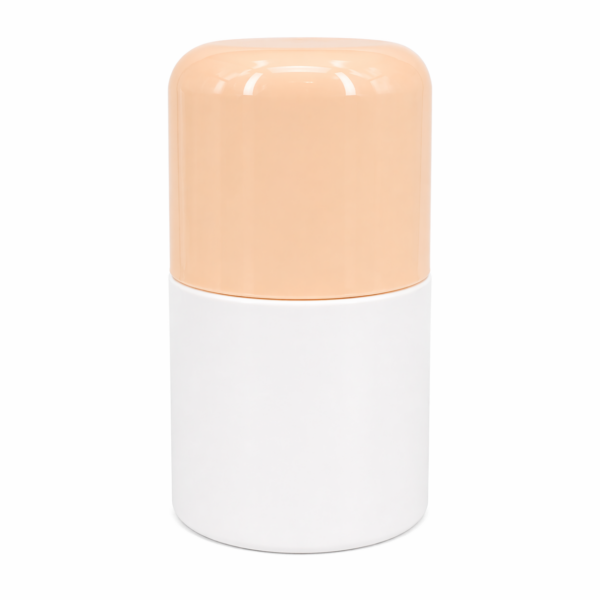 Envase roll-on 50 ml compacto con diseño redondeado y acabado brillante