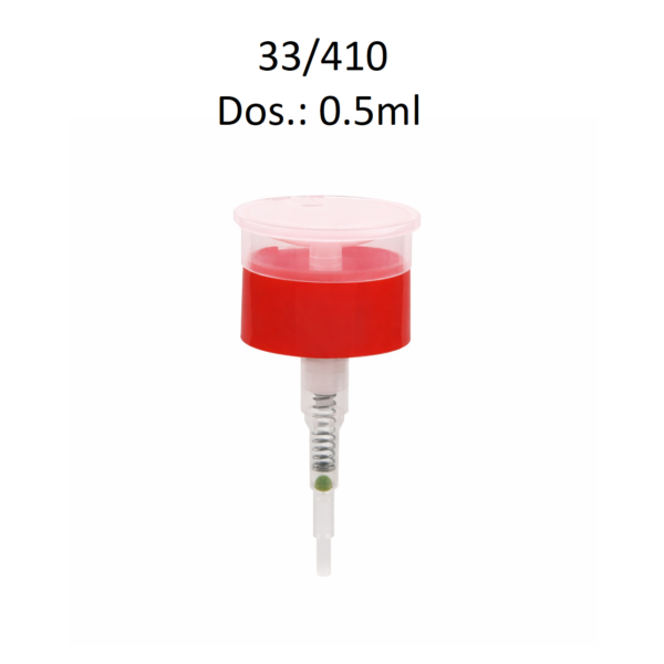 Dosificador FL5800 rojo para envases cosméticos y desmaquillantes