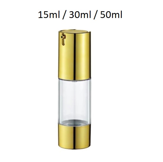 Envase airless cilíndrico modelo ARG2 disponible en diversas combinaciones de colores y acabados metalizados