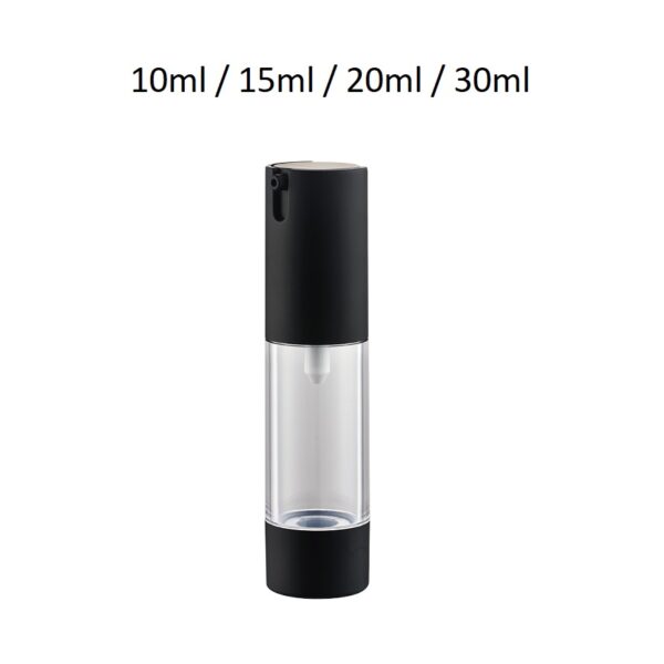 Envase airless cilíndrico modelo ARG disponible en diversas combinaciones de colores y acabados en el cabezal