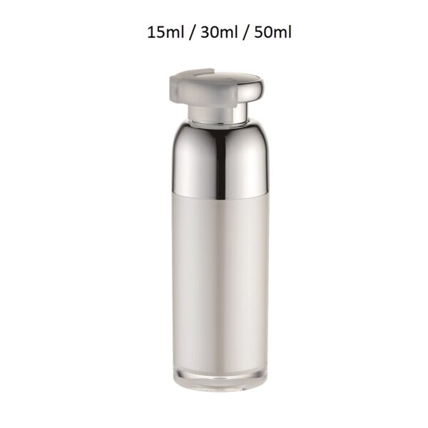 Envase airless cilíndrico modelo ARK disponible en diversas combinaciones de colores y acabados metalizados