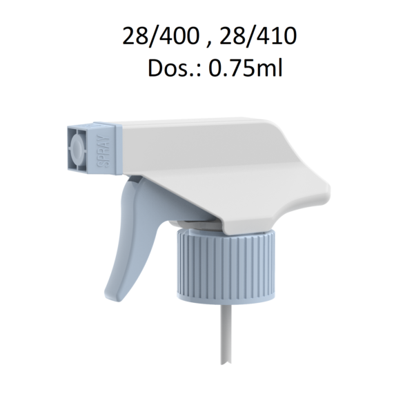 Pistola pulverizadora para envases con rosca 28/400 y 28/410 dosificación 0,75 ml