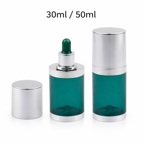 frasco cuentagotas doble pared FG01 30 ml 50 ml con collar de aluminio