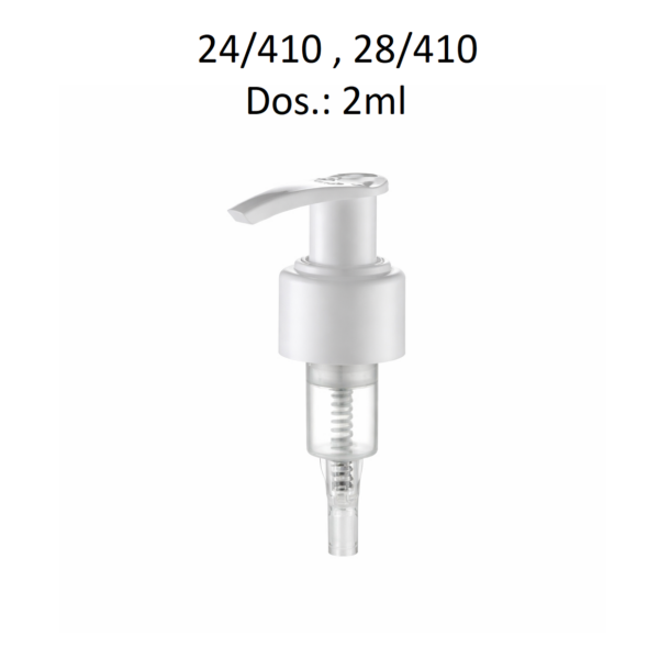 Pulsador dosificador modelo FL35B con acabado profesional para envases de rosca 24/410 o 28/410